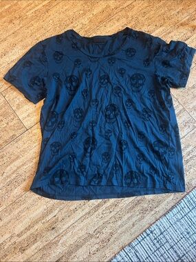 Black Skull Pattern Tee Alexander McQueen